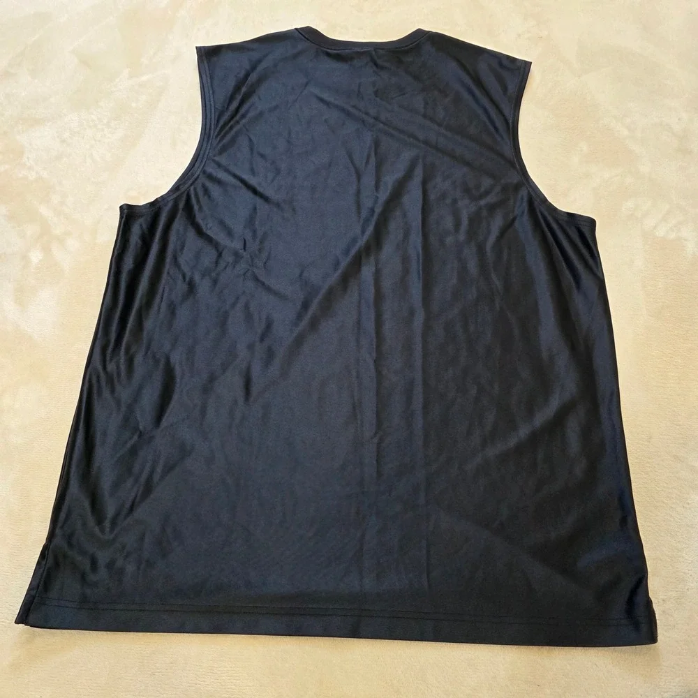 Vtg Nike Y2K Center Swoosh Mesh Basketball Tank Top Jersey Black Mens XL VGC